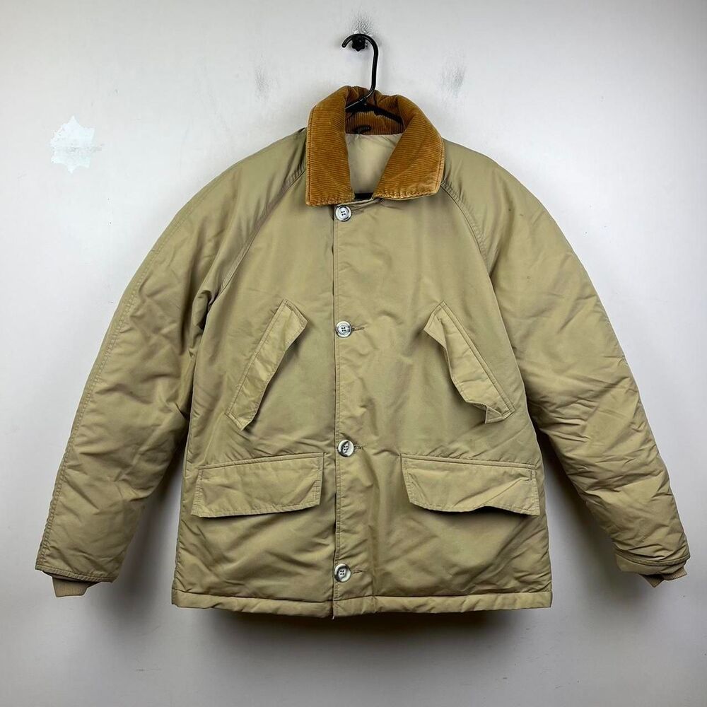 L.L.Bean Vintage 80s Down Mackinaw Jacket Tan Zip Front Men's Size M